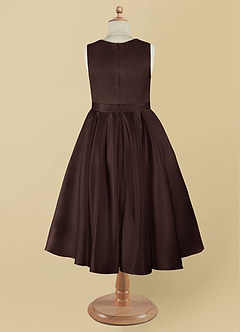 Azazie Coco Flower Girl Dresses Ganache A-Line Bow Matte Satin Dress image9