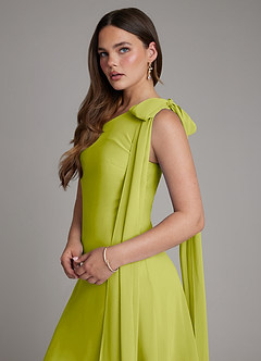Azazie Monique Bridesmaid Dresses Lemongrass A-Line One Shoulder Chiffon Dress image5