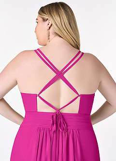 Azazie Farren Bridesmaid Dresses Fuchsia A-Line Pleated Chiffon Convertible Dress image13