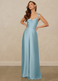 Christian Siriano Bridal for Azazie 1001 Robes de demoiselle d'honneur Robe Trapèze en Satin extensible Encolure en Forme de Cœur Bleu Maussade image3