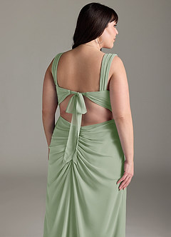 Azazie Jesaphine Bridesmaid Dresses Dusty Sage Sheath Bow Chiffon Dress image14