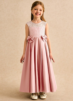 Azazie Candy Girl Final Sale Rosette Ball-Gown Bow Matte Satin Dress image4
