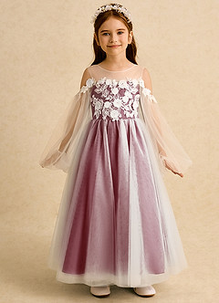 Azazie Zimi Flower Girl Dresses Burgundy Ball-Gown Sweetheart Neckline Tulle Dress image5