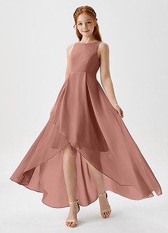Azazie Lizette Junior Cedar Rose A-Line Pleated Chiffon Dress image1