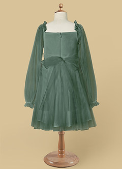 Azazie Aya Flower Girl Dresses Eucalyptus A-Line with Sleeves Tulle Dress image7