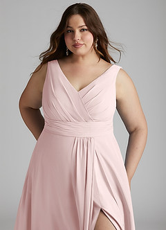 Azazie Karina Brautjungfernkleider A-Linie Plissee Chiffon Kleid Zartrosa image11