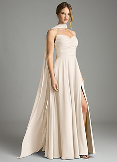 Azazie Ayla Bridesmaid Dresses White Alabaster A-Line Sweetheart Neckline Chiffon Dress image2