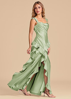 Azazie Sloane 신부 들러리 드레스 A라인 스윗하트 네크라인 메탈릭 새틴 바닥 길이 드레스 image3