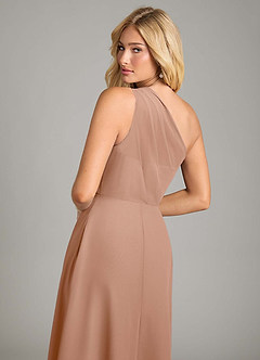 Azazie Phaedra Jurken voor bruidsmeisjes Jurk van Chiffon met A-Lijn One-Shoulder Champagne Roos image6
