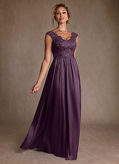 Azazie Amethyst Mother of the Bride Dresses Plum A-Line Lace Dress image3