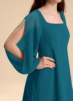Azazie Bondi Junior Abito A-Line in Chiffon Blusa Blu Inchiostro image8