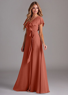 Azazie Lainey Bridesmaid Dresses Clay A-Line with Pockets Chiffon Dress image5
