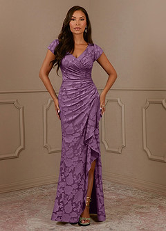 Azazie Roya Mother of the Bride Dresses Wisteria Mermaid Ruched Floral Burnout Dress image2