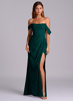 Azazie Johana Bridesmaid Dresses Pine Mermaid Off the Shoulder Floral Burnout Convertible Dress image3