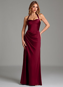 Azazie Serenity Bridesmaid Dresses Burgundy Mermaid Sweetheart Neckline Stretch Satin Dress image1