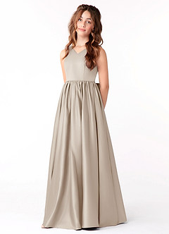 Azazie Hathaway Junior Frost A-Line Bow Stretch Satin Dress image3