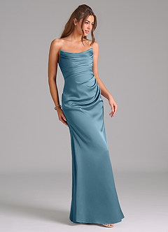 Azazie Lucille Robes de demoiselle d'honneur Robe Sirène Convertible en Satin extensible Sans bretelle Bermude image5