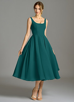 Azazie Amalie Bridesmaid Dresses Peacock A-Line Pleated Chiffon Dress image3