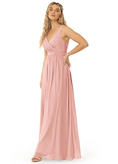 Azazie Kora Bridesmaid Dresses Rosette A-Line Pleated Chiffon Dress image4