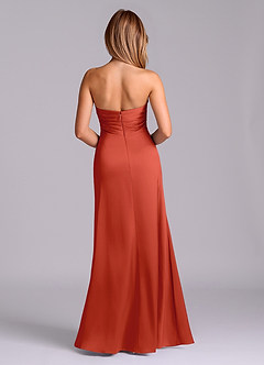 Azazie Sabrine Bridesmaid Dresses Rust A-Line Sweetheart Neckline Stretch Satin Dress image2