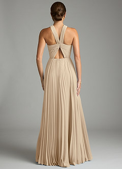 Azazie Afra Abiti da Damigella Abito A-Line in Chiffon Plissettato Champagne image2