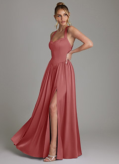Azazie Francis Bridesmaid Dresses Antique Rose A-Line Corset Stretch Satin Dress image5