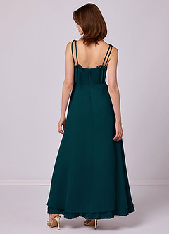 Barbie ♥ Azazie Final Sale Pine A-Line Pleated Chiffon Dress image6