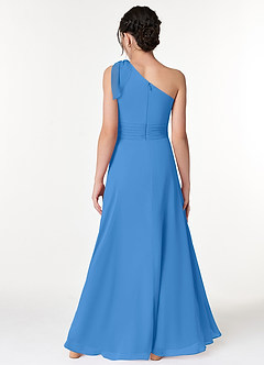 Azazie Cleo Junior Blue Jay A-Line Pleated Chiffon Dress image2