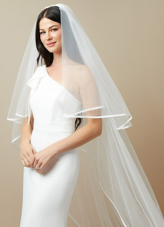 front Adeline Ribbon Cathedral Veil With Blusher