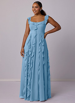 Barbie ♥ Azazie Bridesmaid Dresses Steel Blue A-Line with Pockets Chiffon Dress image9