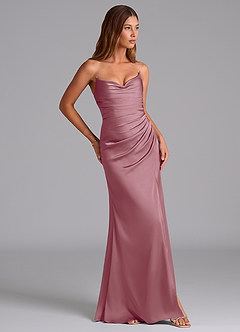 Azazie Claudelle Bridesmaid Dresses Vintage Mauve Mermaid Strapless Stretch Satin Dress image4
