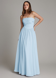 Azazie Andreina Vestidos de damas de honor Vestido de Azul Cielo de Gasa de Corte en A con Plisado image1