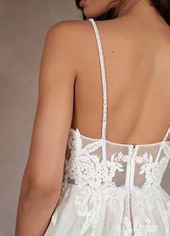 Azazie Yari Wedding Dresses Diamond White Nude A-Line Sequins Tulle Dress image6