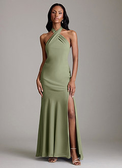 Azazie Lorena Bridesmaid Dresses Pistachio Mermaid Pleated Chiffon Dress image1