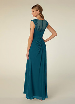 Azazie Libby Mère de la mariée Robes Robe Trapèze en Mousseline de soie Paillettes en forme de coquille Bleu Encre image4