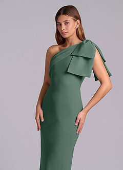 Azazie Yuanna Bridesmaid Dresses Sea Moss Mermaid One Shoulder Chiffon Dress image7