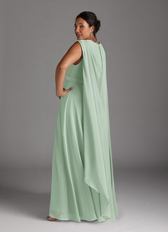 Azazie Isa Mother of the Bride Dresses Agave A-Line V-Neck Pleated Chiffon Dress image12