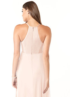 Azazie Annabelle Maternity Bridesmaid Dresses A-Line V-Neck Pleated Mesh Floor-Length Dress image8