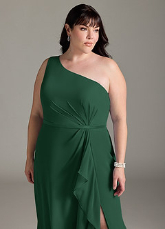 Azazie Liza Brautjungfernkleider Meerjungfrau-Linie One-Shoulder Chiffon Kleid Dunkelgrün image10