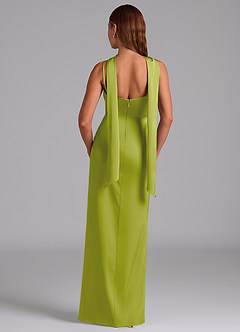 Azazie Calandra Suknie dla druhen Linia A Pofałdowany Satyna elastyczna Do ziemi Sukienka image4