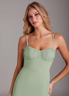 Azazie Breonna Bridesmaid Dresses Dusty Sage A-Line Sweetheart Neckline Chiffon Dress image5