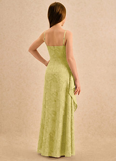 Azazie Cannoli Girls Formal Flower Girl Dresses Canary A-Line Pleated Floral Burnout Dress image2
