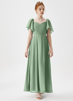 Azazie Chloe Junior Dusty Blue A-Line Sweetheart Neckline Chiffon Dress image5