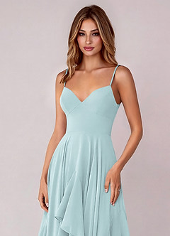 Azazie Zaina Brautjungfernkleider A-Linie Chiffon Kleid Nebel image2