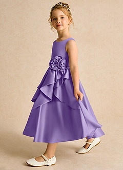 Azazie Hermia Flower Girl Dresses Tahiti A-Line Sleeveless Matte Satin Dress image4