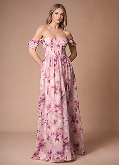 Jianna Mauve Floral Flutter Sleeves Maxi Dress image4