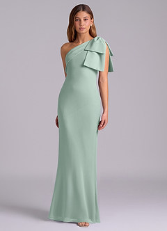 Azazie Yuanna Bridesmaid Dresses Agave Mermaid One Shoulder Chiffon Dress image5