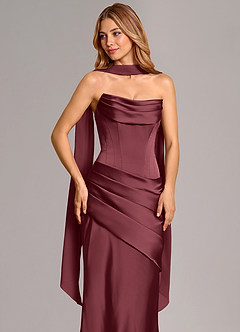 Azazie Pelagia Suknie dla druhen Syrena Gorset Satyna elastyczna Do ziemi Sukienka image5