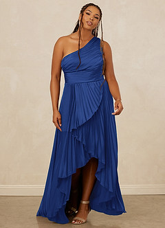 Christian Siriano Bridal for Azazie 1008 Bridesmaid Dresses Royal Blue A-Line One Shoulder Stretch Satin Dress image9