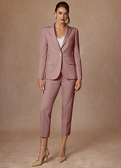 front Kennedy Dusty Rose Structured Stretch Pants Suit